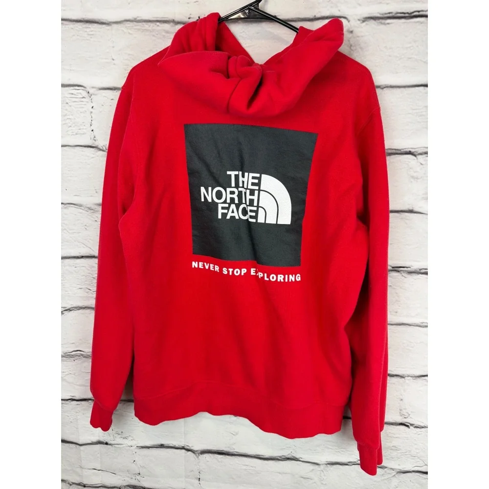 The North Face Mens Red Box Logo Pullover Hoodie Sweatshirt Medium